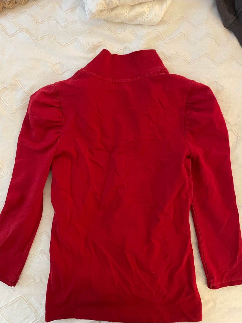 Burberry Red Polo-Style Button Sweater with Check Trim - Picture 4 of 4